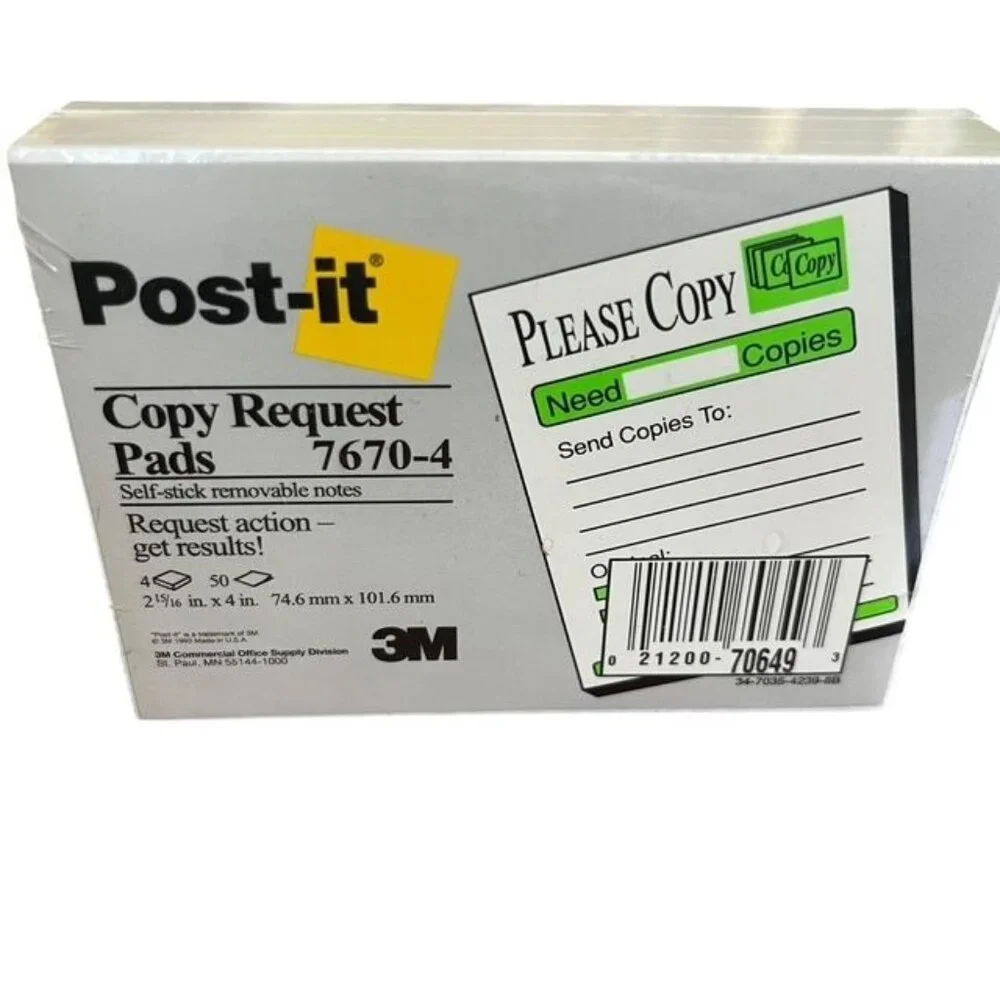 Vintage Post-It Copy Request Pad Model 7670-4